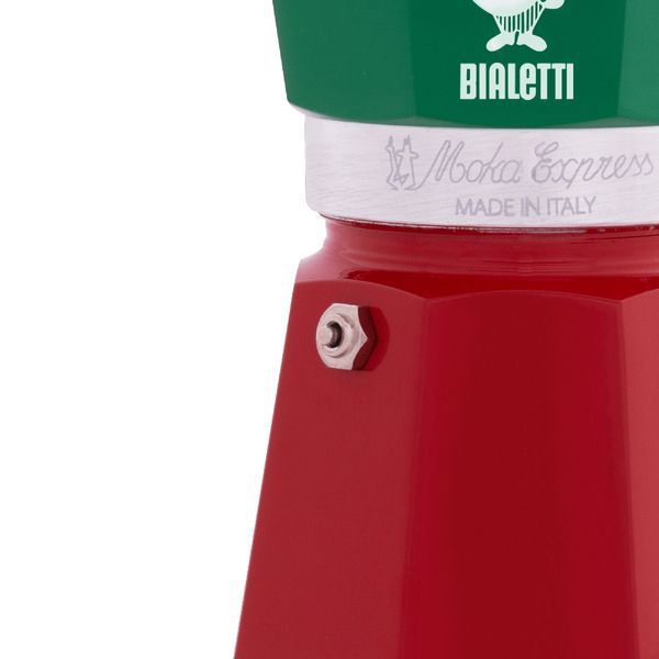 Гейзерна кавоварка Bialetti Moka Express на 3 чашки 130 мл червоно-зелена 0000001009 фото