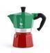 Гейзерна кавоварка Bialetti Moka Express на 3 чашки 130 мл червоно-зелена 0000001009 фото 1
