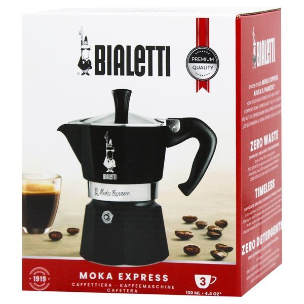 Гейзерна кавоварка Bialetti Moka Express на 3 чашки (чорна) 0000001011 фото