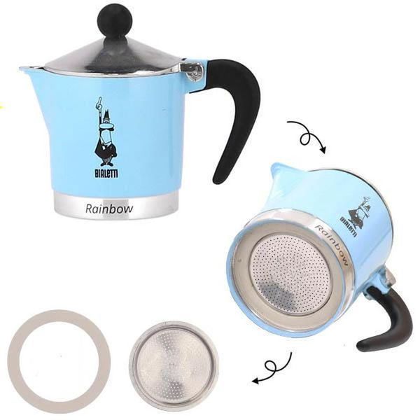 Гейзерна кавоварка Bialetti Rainbow на 3 чашки (блакитна) 0000001013 фото